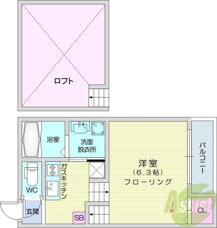 FERIO仙台(ワンルーム/2階)の間取り写真