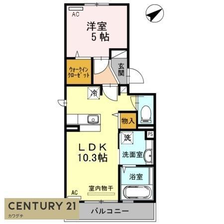 セジュール鵬舟V(1LDK/2階)の間取り写真