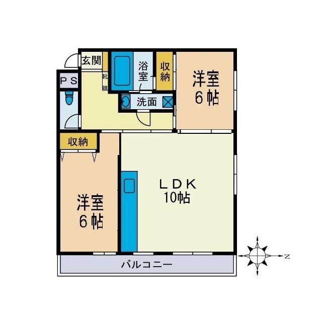コーポ北野(2LDK/2階)の間取り写真