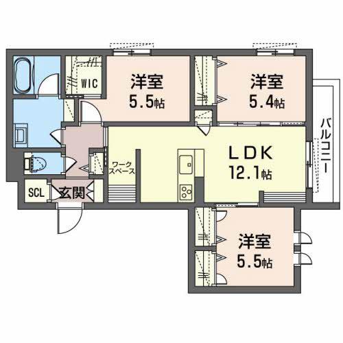 SHAMAISON LA NAUAGE(3LDK/2階)の間取り写真