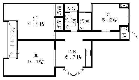 レインボープラザ(3DK/1階)の間取り写真