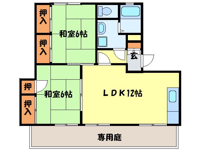コーポエバーグロー D棟(2LDK/1階)の間取り写真