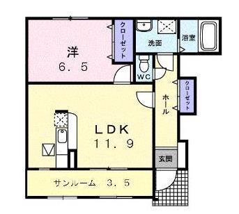 フレスケッツア(1LDK/1階)の間取り写真