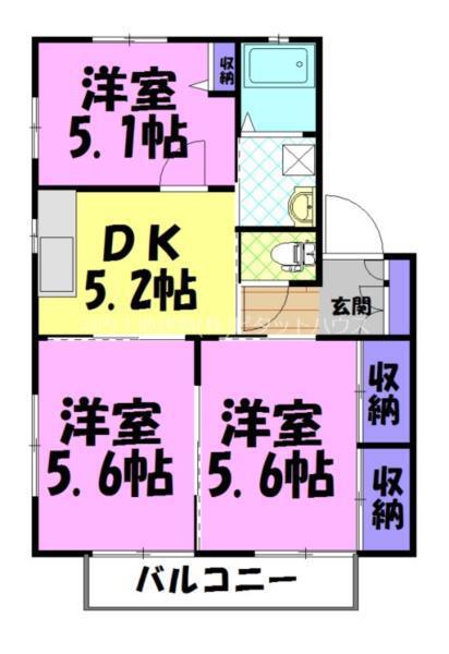 ニューハウジングC棟(3DK/1階)の間取り写真