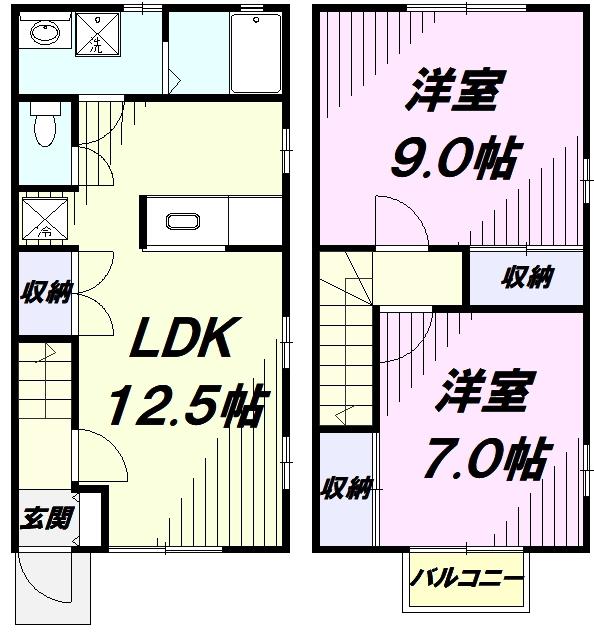 アメニティー100E(2LDK/1階)の間取り写真