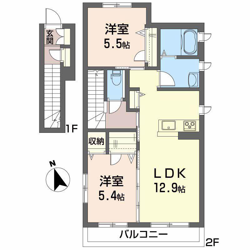 シャーメゾン・サンセイ(2LDK/2階)の間取り写真