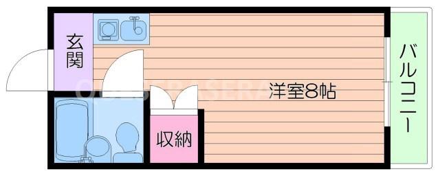 シャンブル千里山I(ワンルーム/3階)の間取り写真