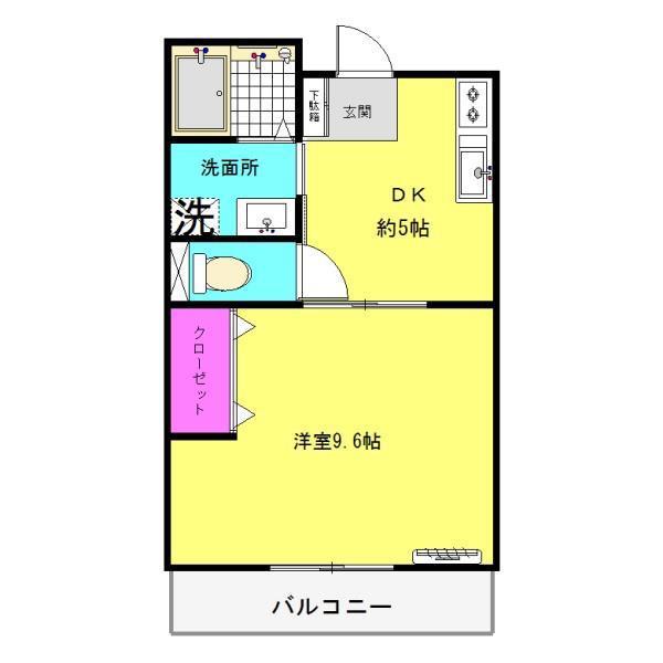 アドバンスI(1DK/2階)の間取り写真