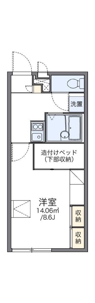 レオパレスRIVERSIDE橘(1K/2階)の間取り写真