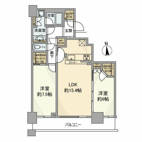 クレストタワー品川シーサイド(2LDK/13階)の間取り写真