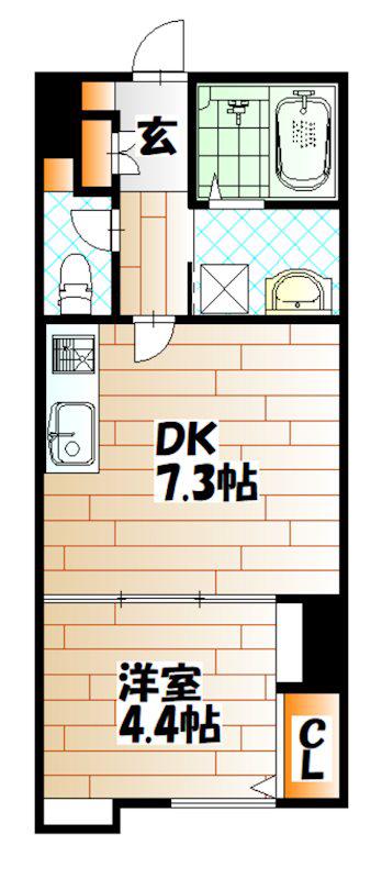 ハイコート浅野(1DK/4階)の間取り写真