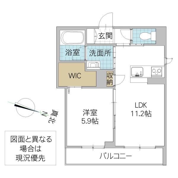 マロン・テイ 見和(1LDK/3階)の間取り写真
