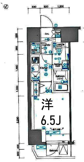 アルテシモ エスト(1K/3階)の間取り写真
