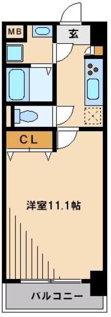ラフィネ所沢(1K/9階)の間取り写真