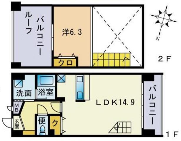 フォルビートII(1LDK/4階)の間取り写真
