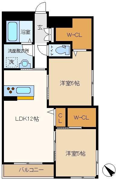 サニーガーデン(2LDK/2階)の間取り写真