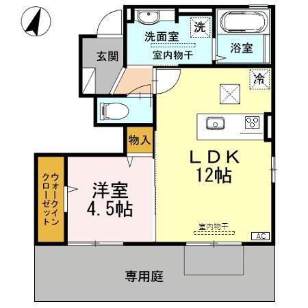 パルティール B棟(1LDK/1階)の間取り写真