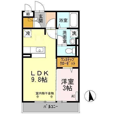 コム・シェ・ヴA(1LDK/3階)の間取り写真