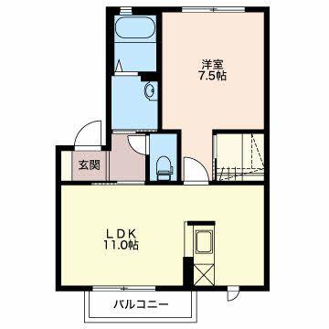 サンハイムオザキ(1LDK/2階)の間取り写真