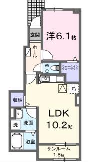 ミルキー ウェイ 参番館(1LDK/1階)の間取り写真