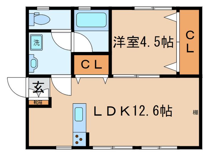 ミューズ白ゆり(1LDK/2階)の間取り写真
