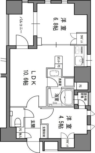 リビオレゾン小石川(2LDK/3階)の間取り写真