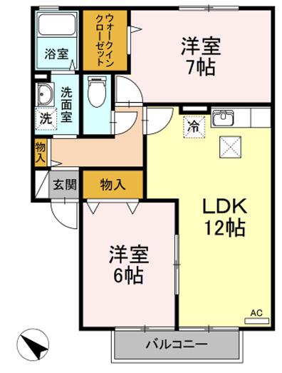 グランシャリオ(2LDK/1階)の間取り写真