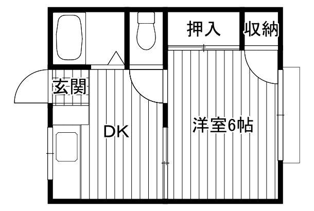 国立第1グリーンコーポ(1DK/2階)の間取り写真