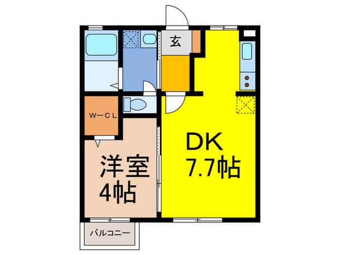 ブランシェ・ドミール(1DK/1階)の間取り写真