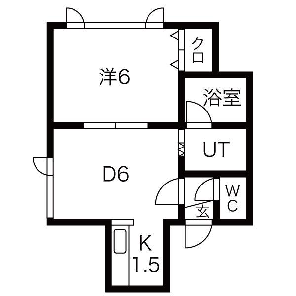 サンコート富丘(1DK/1階)の間取り写真