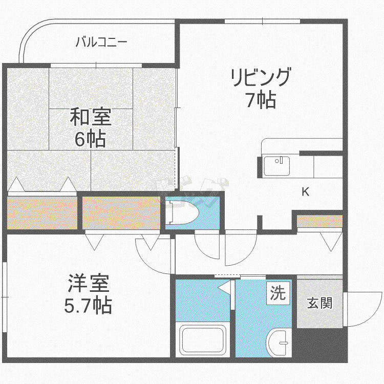 ΑNEXT八軒(2LDK/3階)の間取り写真