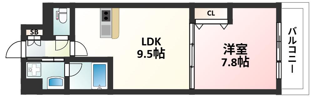 ア・ミュゼ新大阪(1DK/2階)の間取り写真