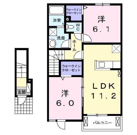 ウィステリア(2LDK/2階)の間取り写真