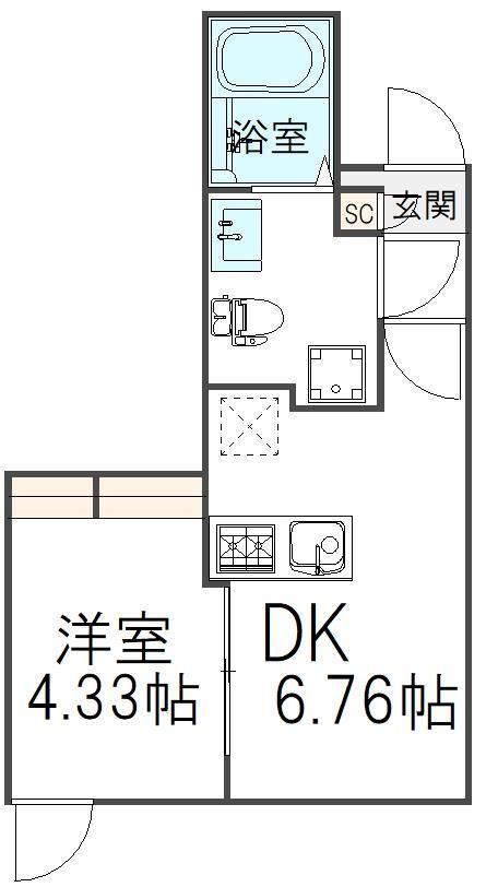 中葛西計画(1DK/1階)の間取り写真
