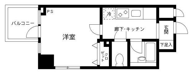 プライムアーバン飯田橋(1K/13階)の間取り写真