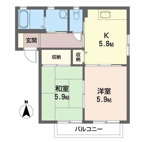 クロスロードII(2K/2階)の間取り写真