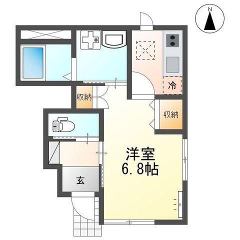 アビタシオン郡山(1K/1階)の間取り写真