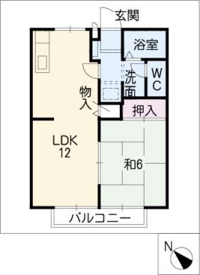 エスポワール位式F棟(1LDK/2階)の間取り写真