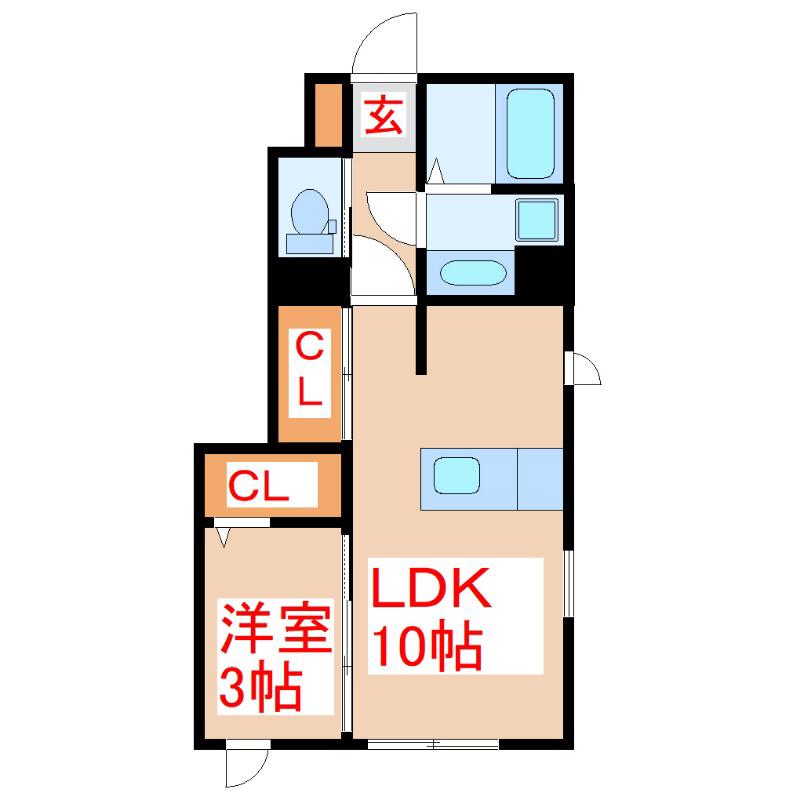 セジュールK(1LDK/1階)の間取り写真