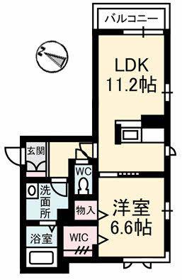 ベレオ海岸通(1LDK/2階)の間取り写真