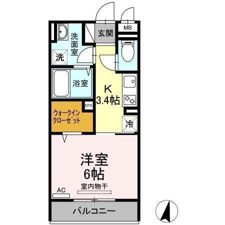 KS・D-ROOM春日(1K/2階)の間取り写真
