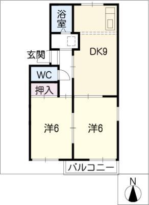 プレジールT.K(2DK/1階)の間取り写真