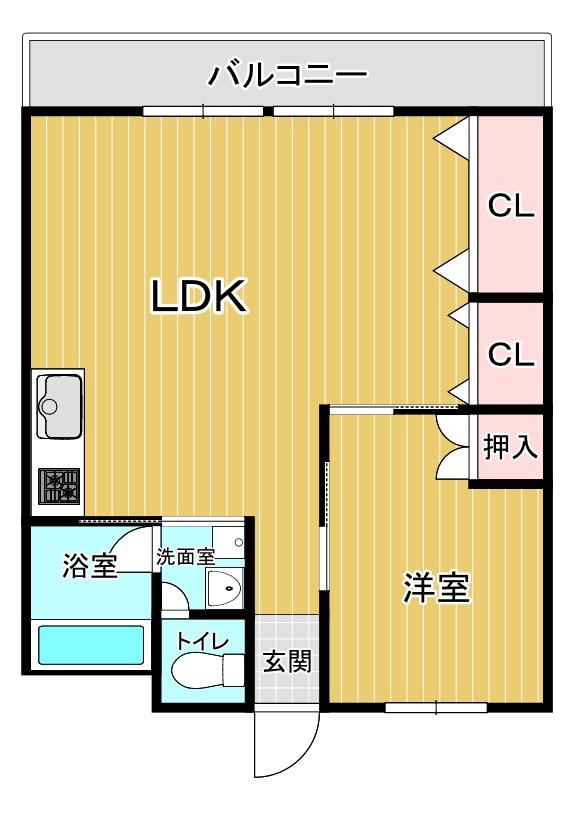 丸一ビル(1LDK/3階)の間取り写真