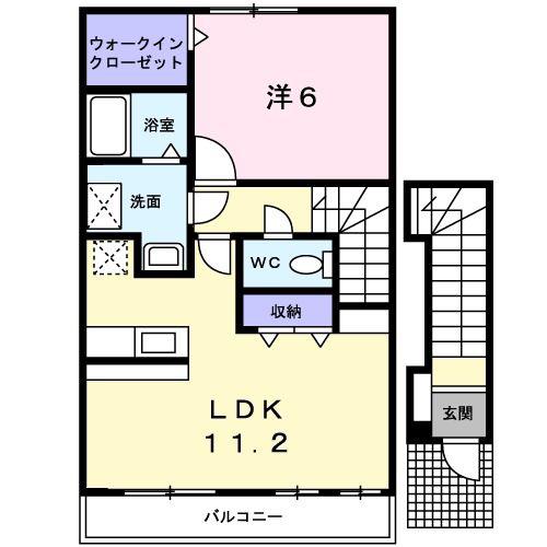 メゾン ヴェール B棟(1LDK/2階)の間取り写真