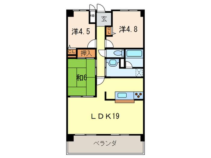 第二寿楽アビタシオン(3LDK/2階)の間取り写真