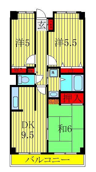 ハイレーゼ(3DK/4階)の間取り写真