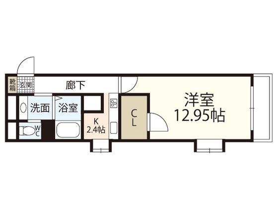 ロアール松川町(1K/3階)の間取り写真