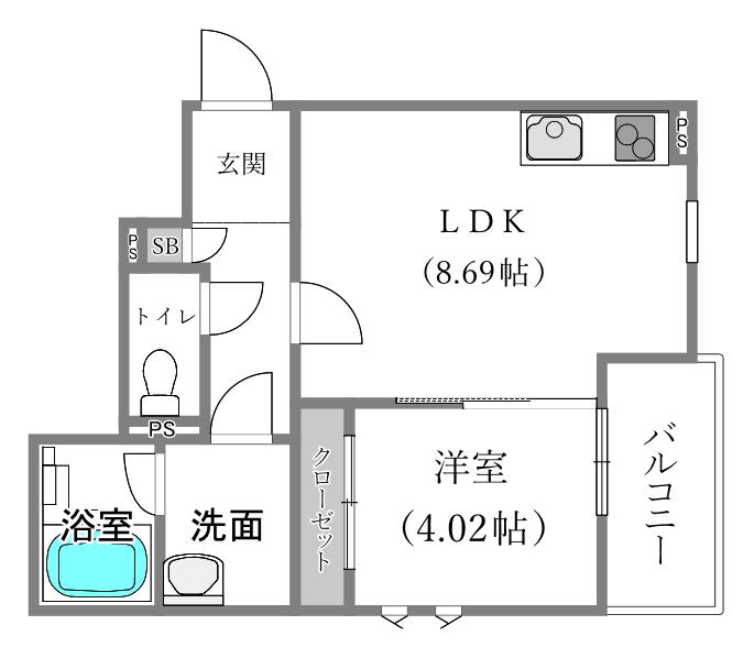 TOMORIE M2(1LDK/2階)の間取り写真