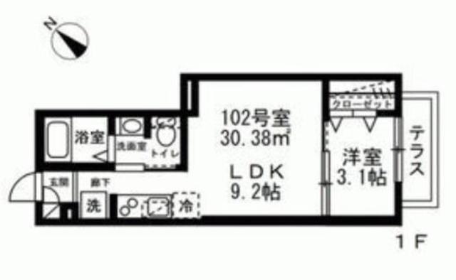 クレールドルネ(1LDK/1階)の間取り写真