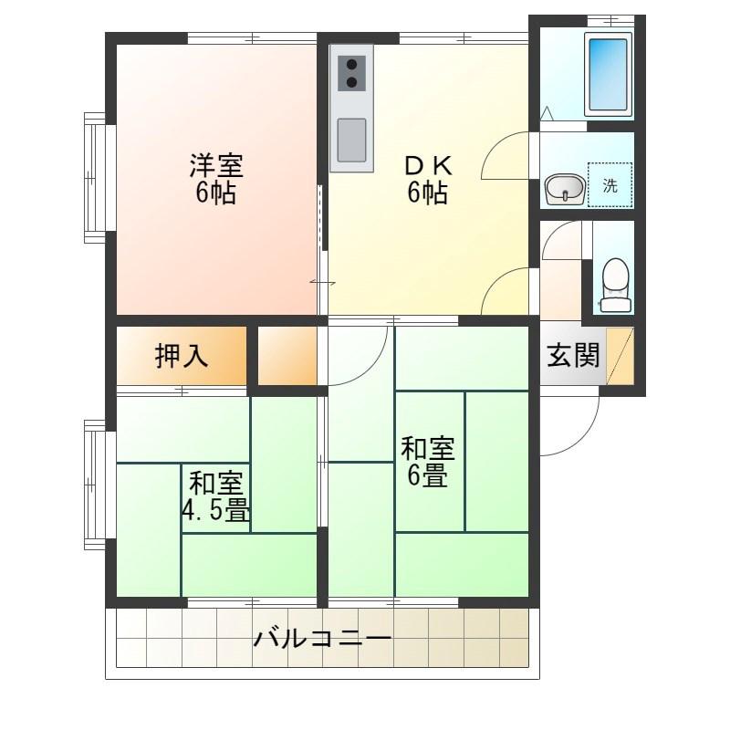 553ハイツII(3DK/2階)の間取り写真